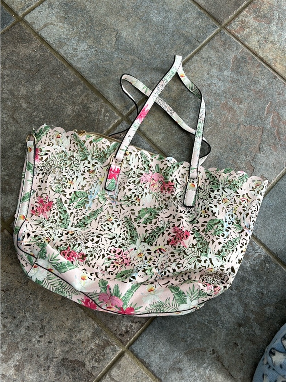 Floral Cutout Tote Bag
